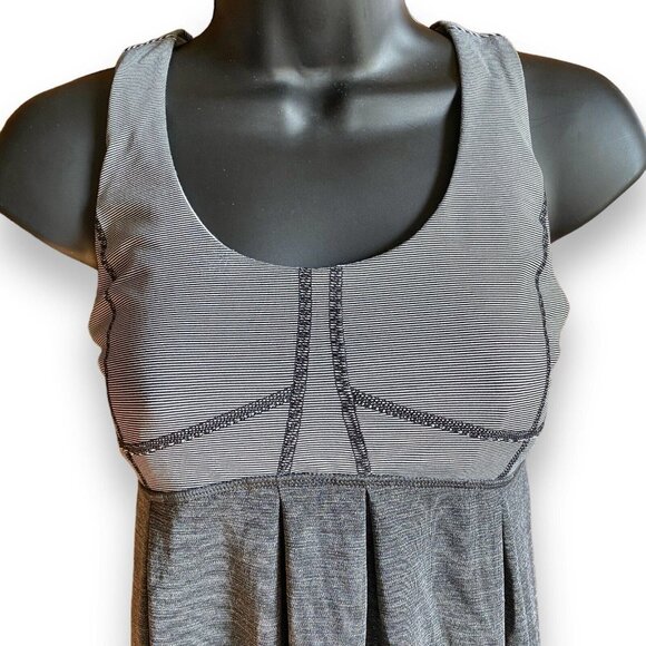 Lululemon Run Your Heart Out Tank Racerback Heathered Black White Microstripe 8 - Picture 4 of 14